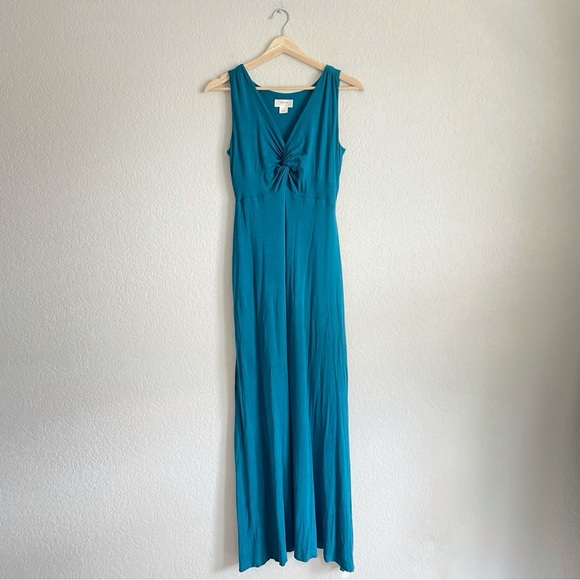 Anthropologie Maeve Dress Womens Small Teal Maxi Camilla Knot Front - Picture 1 of 9